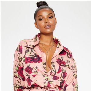 2 piece dusty pink rose oversized shirt and pants